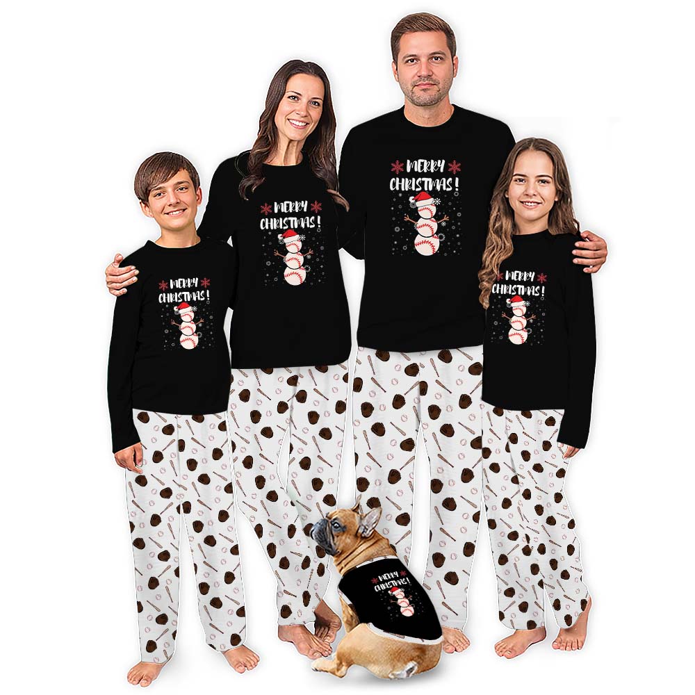 Merry Christmas Matching Family pajamas With Baseball Snowman Merry Christmas Matching Family pajamas With Baseball Snowman