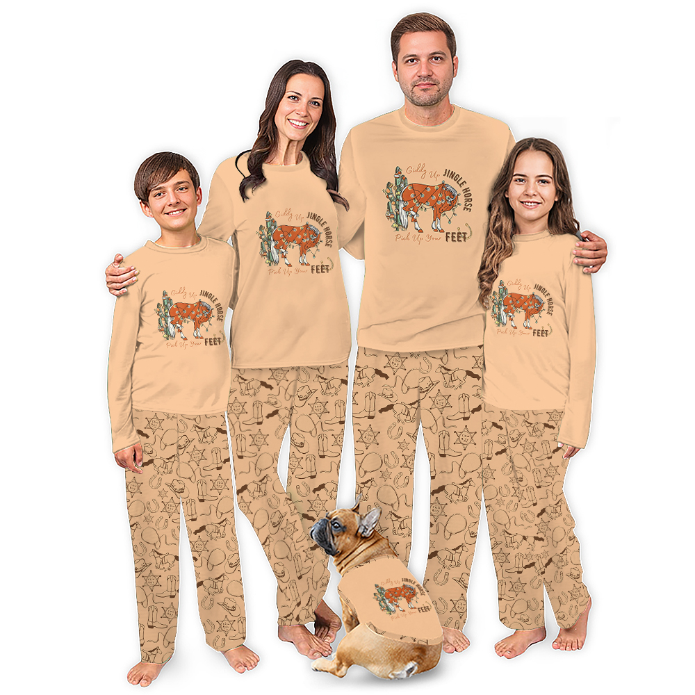 Giddy Up Jingle Horse Western Christmas Pjs For Family And Dog