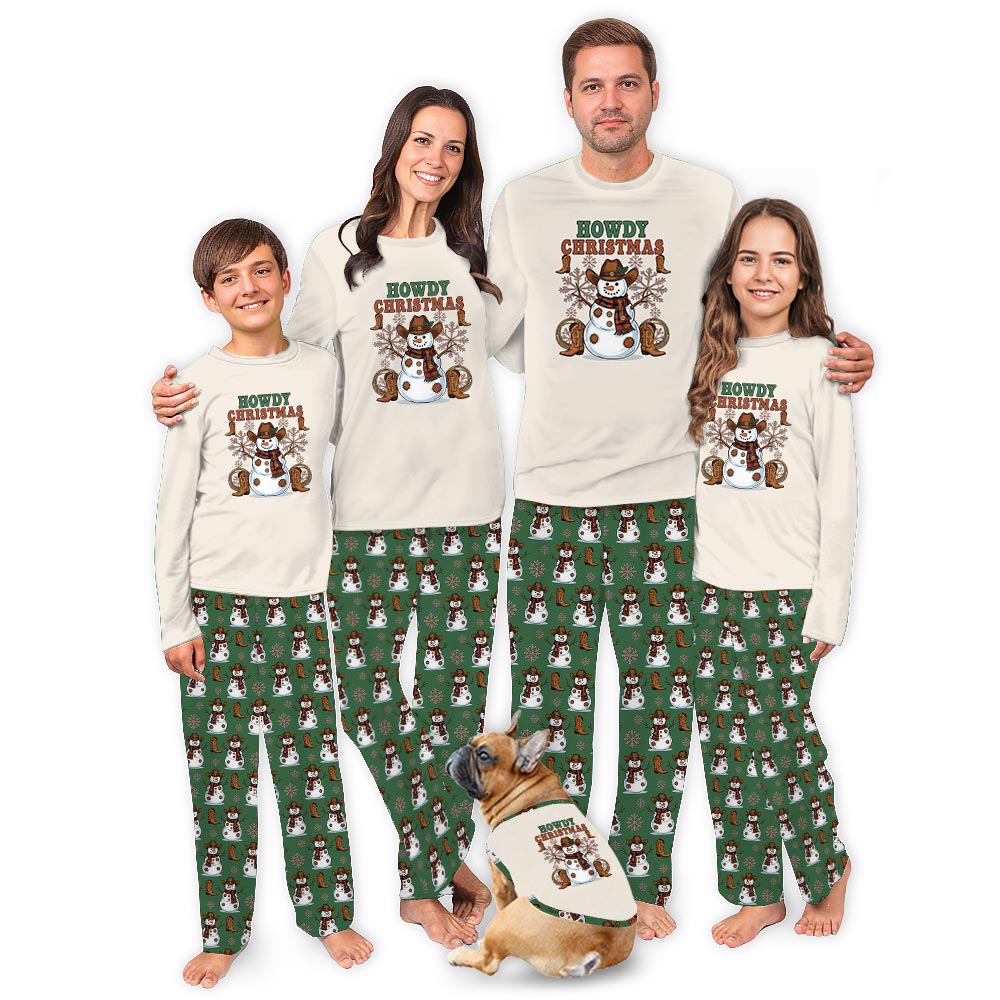 Snowman Cowboy Howdy Christmas Matching Family Jammies Snowman Cowboy Howdy Christmas Matching Family Jammies