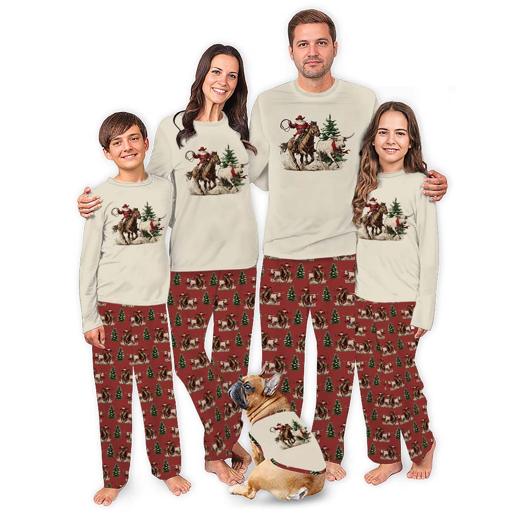 Western Cowboy Santa Family Pajama Sets For Christmas