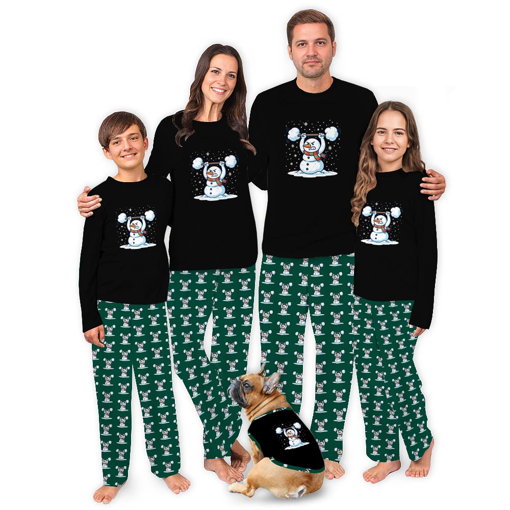 Funny Snowman Gym Christmas Workout Matching Family Pajamas
