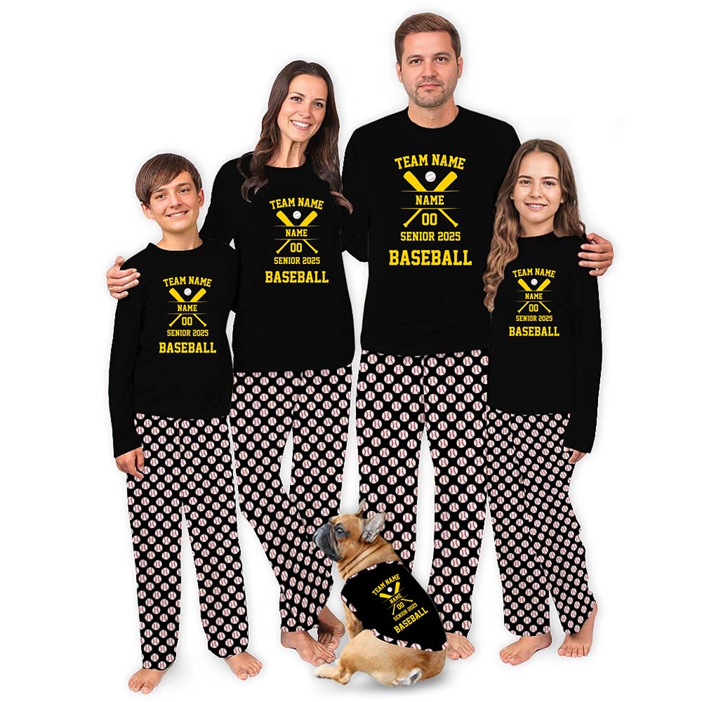 Baseball Theme with Name and Number Personalized Christmas Pajamas Baseball Theme with Name and Number Personalized Christmas Pajamas