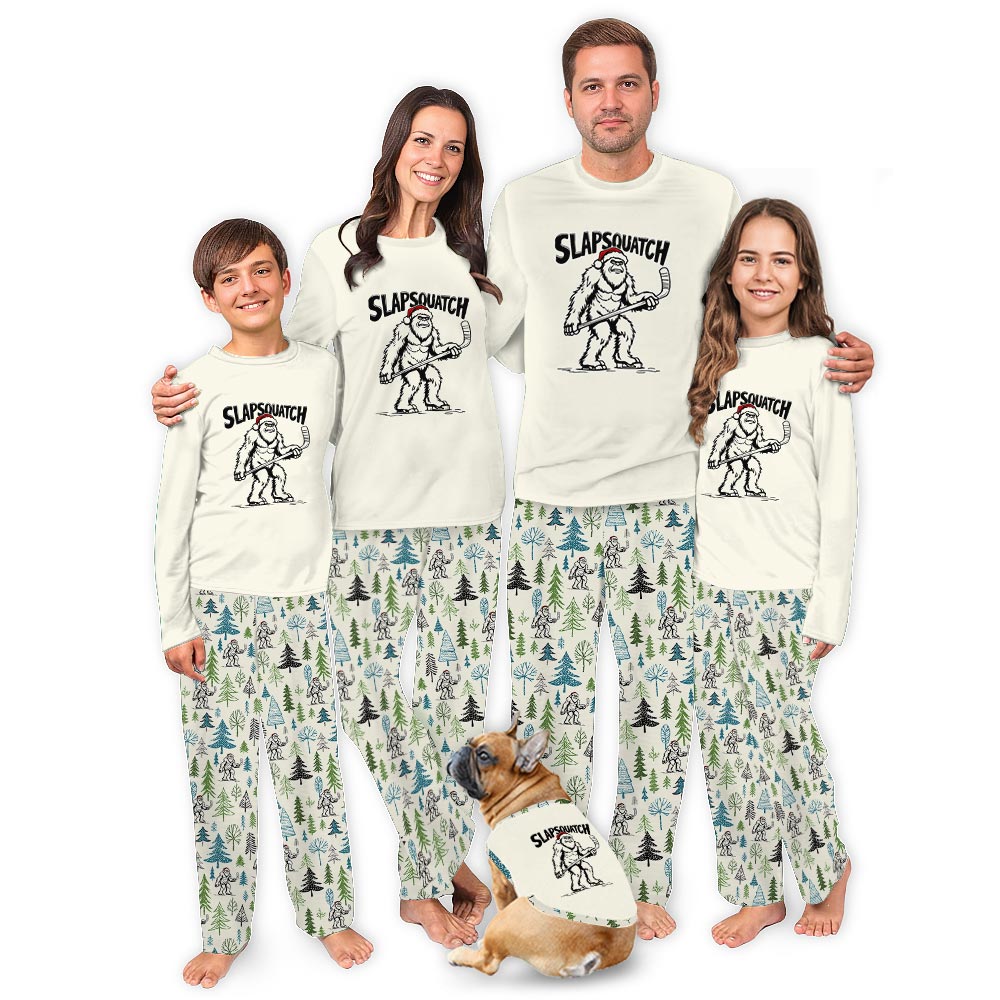 Slapsquatch Bigfoot Christmas Matching Family and Dog Pajamas Slapsquatch Bigfoot Christmas Matching Family and Dog Pajamas