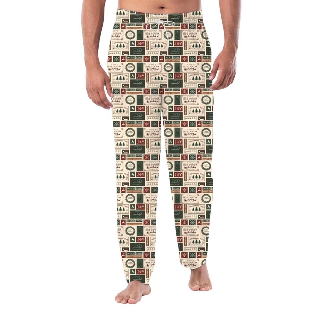 Joyful Wreath and Hot Chocolate Design Christmas Pajama Pants