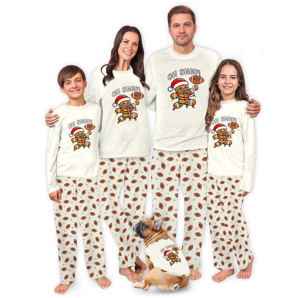 Cute Oh Snap with Gingerbread Playing Football Christmas Jammies Cute Oh Snap with Gingerbread Playing Football Christmas Jammies