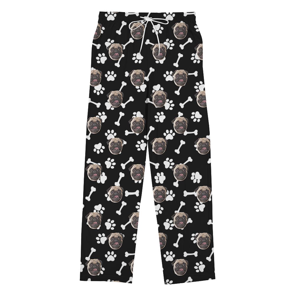 Pet Face Personalized Pajama Pants with Cute Paws Theme Pet Face Personalized Pajama Pants with Cute Paws Theme