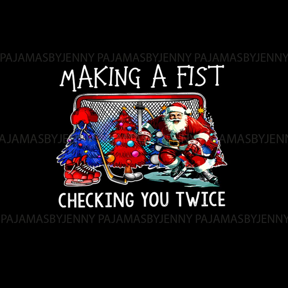 Hockey Making A Fist Checking You Twice Quote Matching PJs with Dog