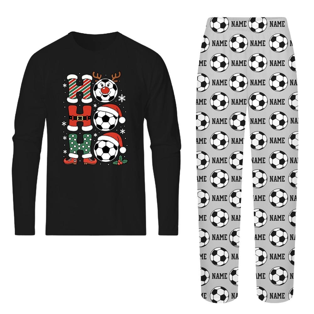 Ho Ho Ho Soccer Christmas Pajamas With Personalized Name