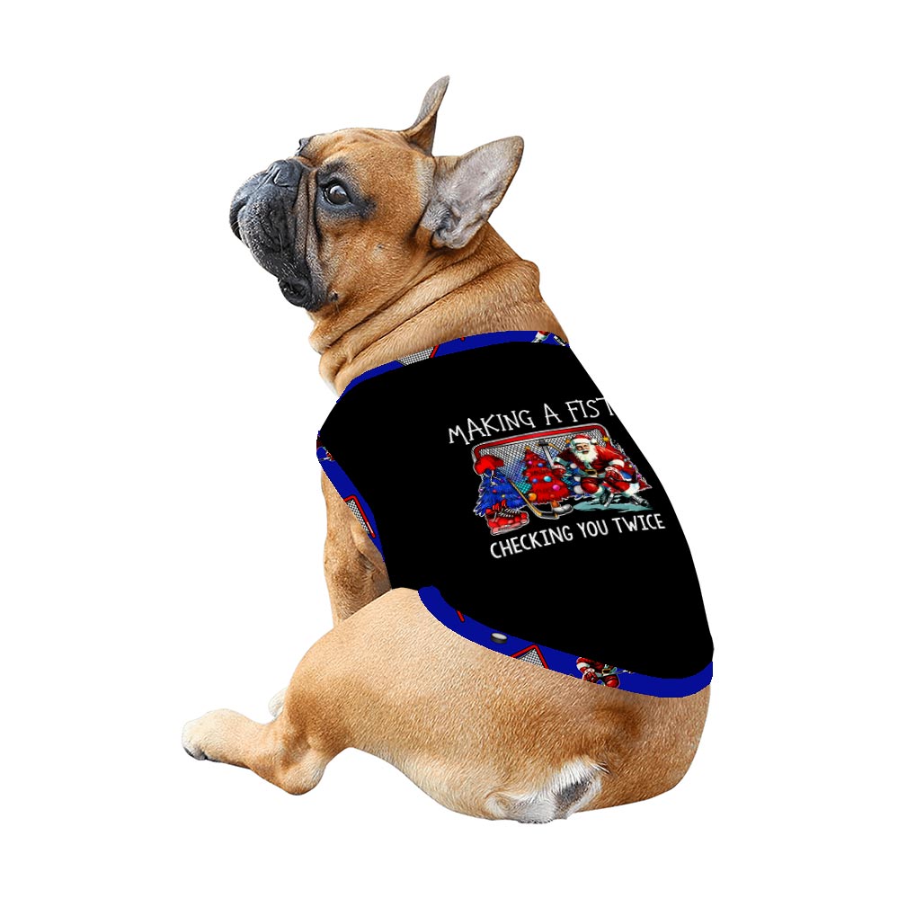 Hockey Making A Fist Checking You Twice Quote Matching PJs with Dog