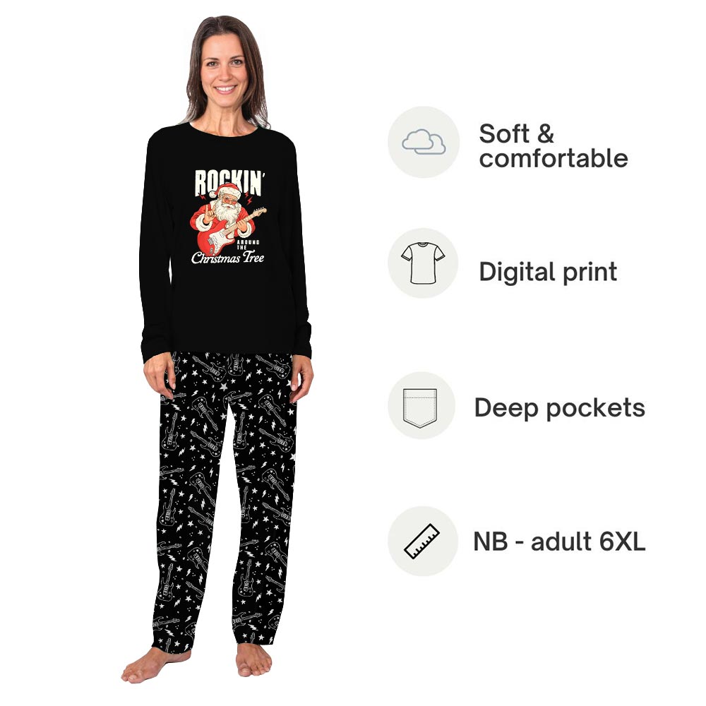 Black Rockin' Around the Tree Quote Christmas Pjs Family And Dog Black Rockin' Around the Tree Quote Christmas Pjs Family And Dog