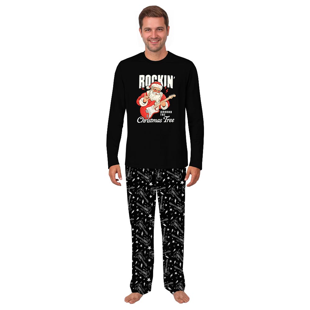 Black Rockin' Around the Tree Quote Christmas Pjs Family And Dog Black Rockin' Around the Tree Quote Christmas Pjs Family And Dog