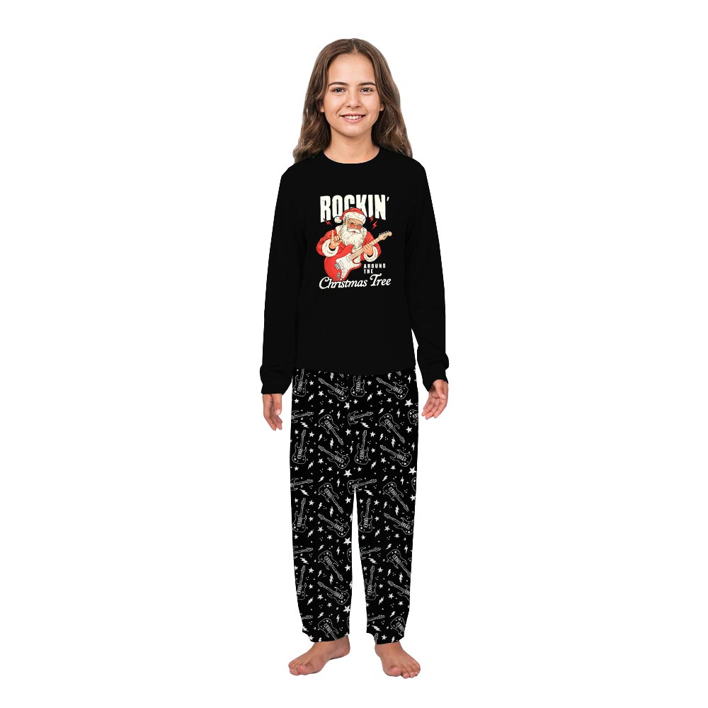 Black Rockin' Around the Tree Quote Christmas Pjs Family And Dog Black Rockin' Around the Tree Quote Christmas Pjs Family And Dog