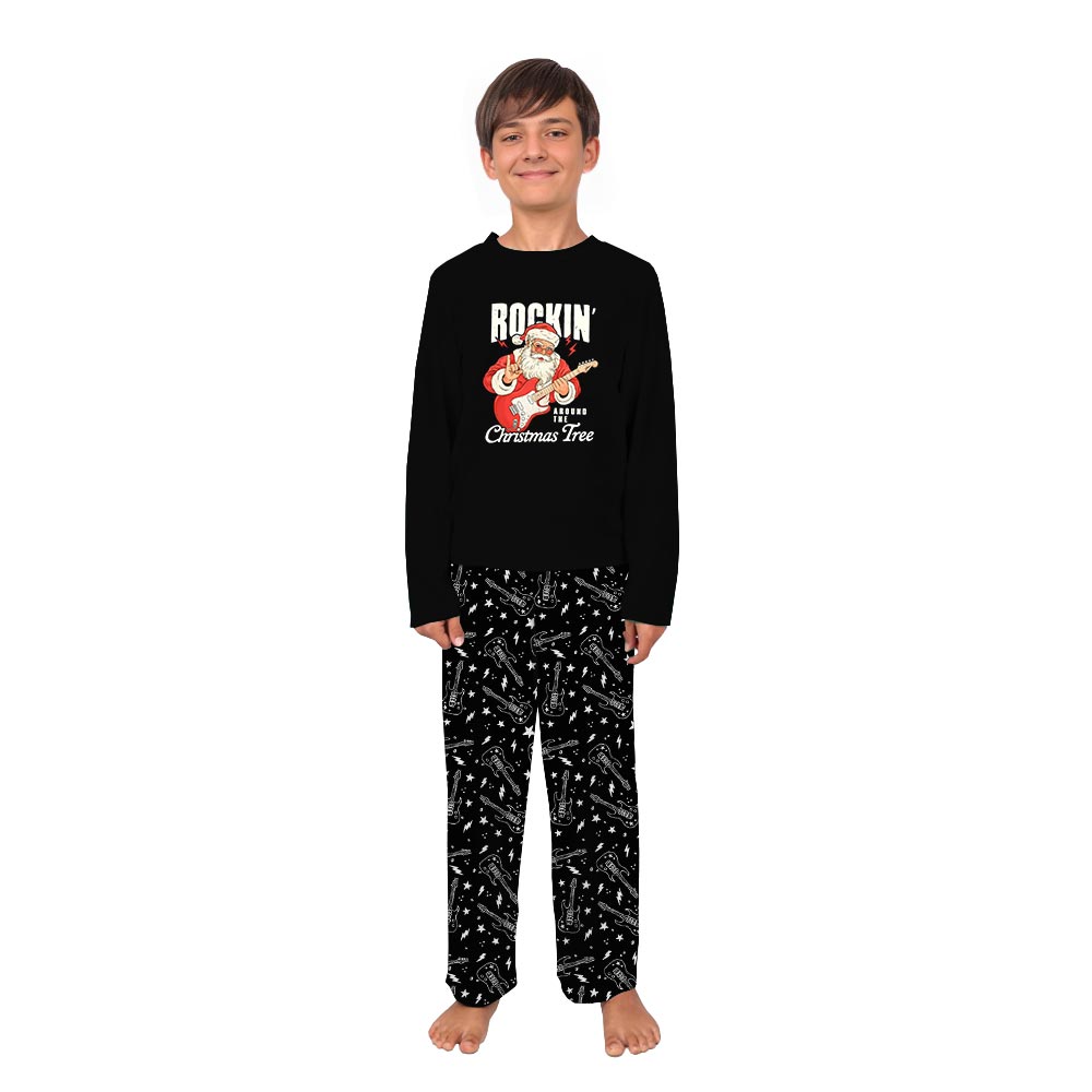 Black Rockin' Around the Tree Quote Christmas Pjs Family And Dog Black Rockin' Around the Tree Quote Christmas Pjs Family And Dog