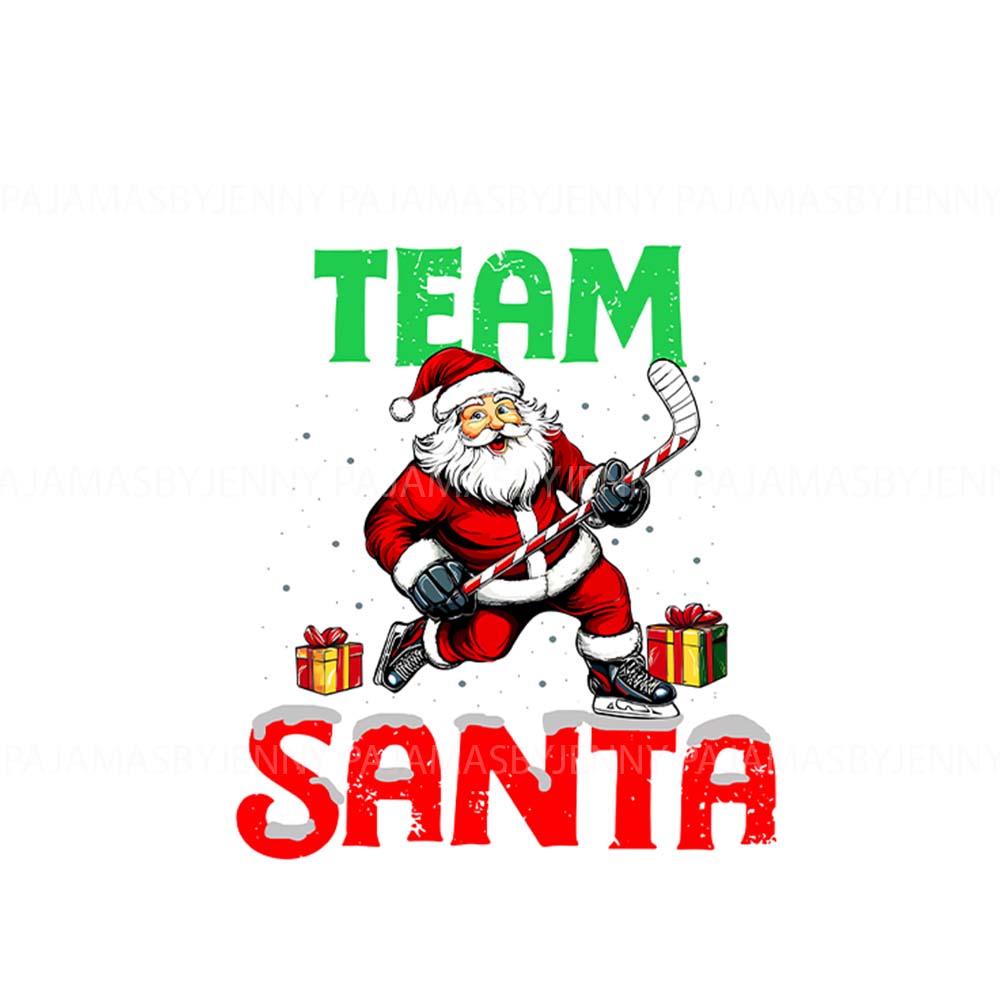 Team Santa Hockey Matching Christmas Pjs For Family And Dog Team Santa Hockey Matching Christmas Pjs For Family And Dog