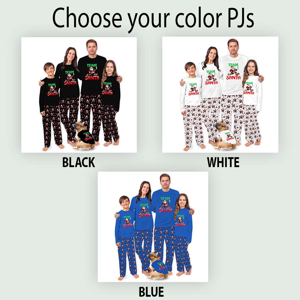 Team Santa Hockey Matching Christmas Pjs For Family And Dog Team Santa Hockey Matching Christmas Pjs For Family And Dog
