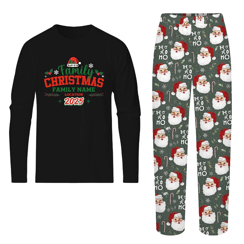 Festive Xmas Theme Family Christmas Pajamas with Text Custom