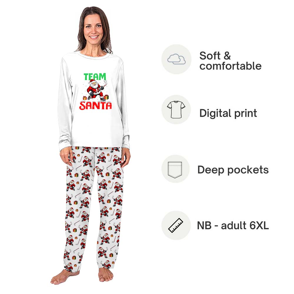 Team Santa Hockey Matching Christmas Pjs For Family And Dog Team Santa Hockey Matching Christmas Pjs For Family And Dog