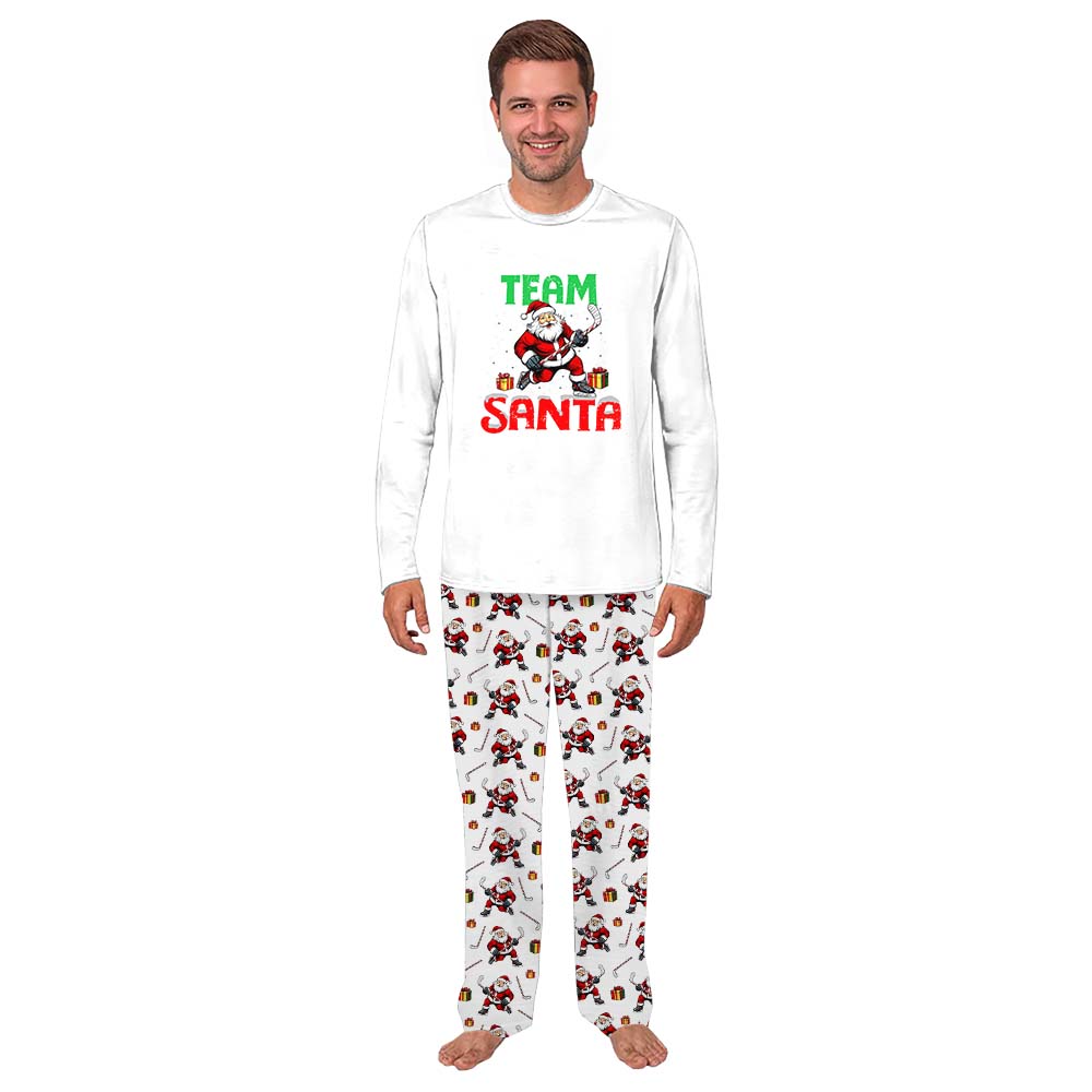 Team Santa Hockey Matching Christmas Pjs For Family And Dog Team Santa Hockey Matching Christmas Pjs For Family And Dog