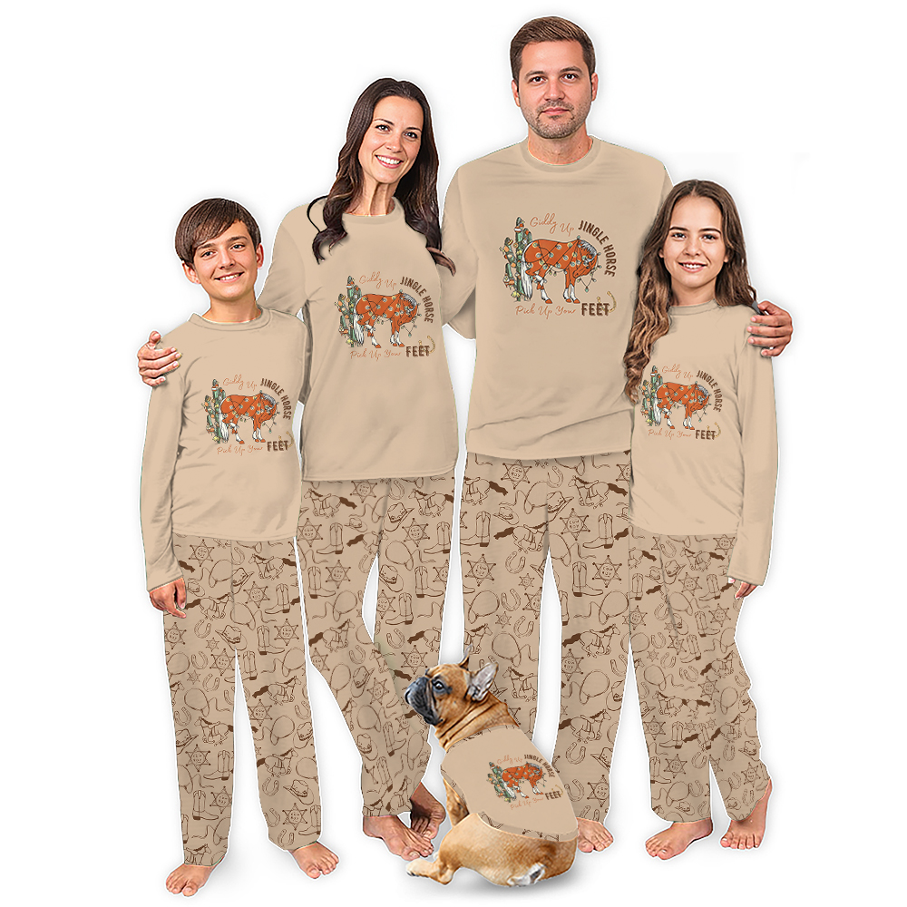 Giddy Up Jingle Horse Western Christmas Pjs For Family And Dog