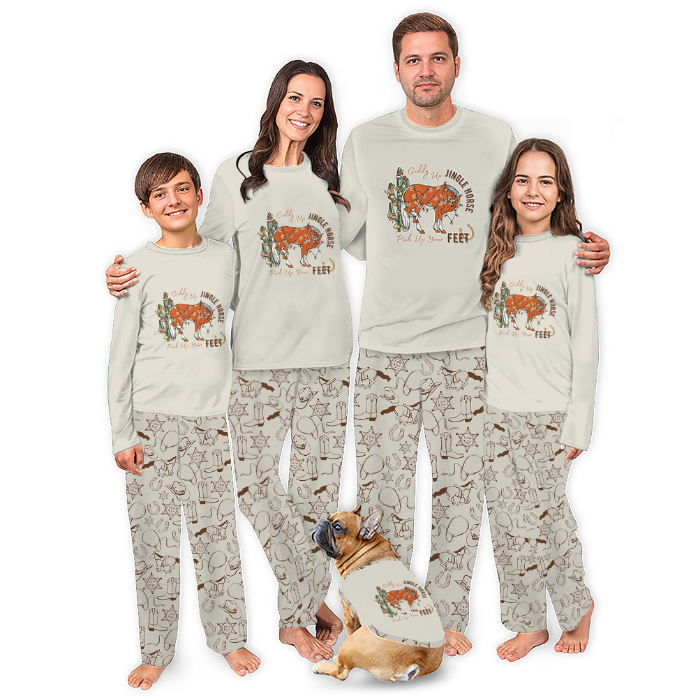 Giddy Up Jingle Horse Western Christmas Pjs For Family And Dog