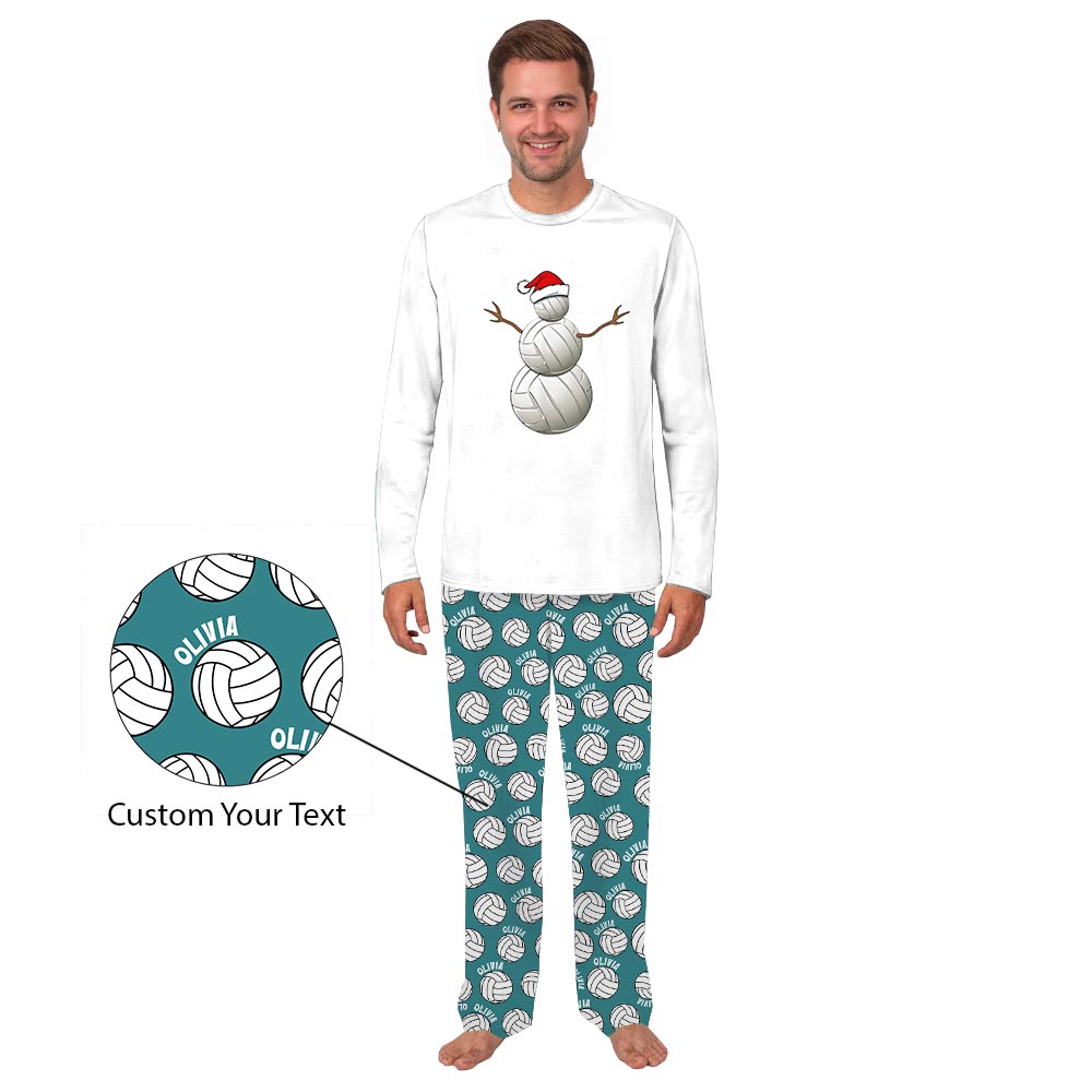 Volleyball Snowman Name Personalized Matching Christmas Pajamas