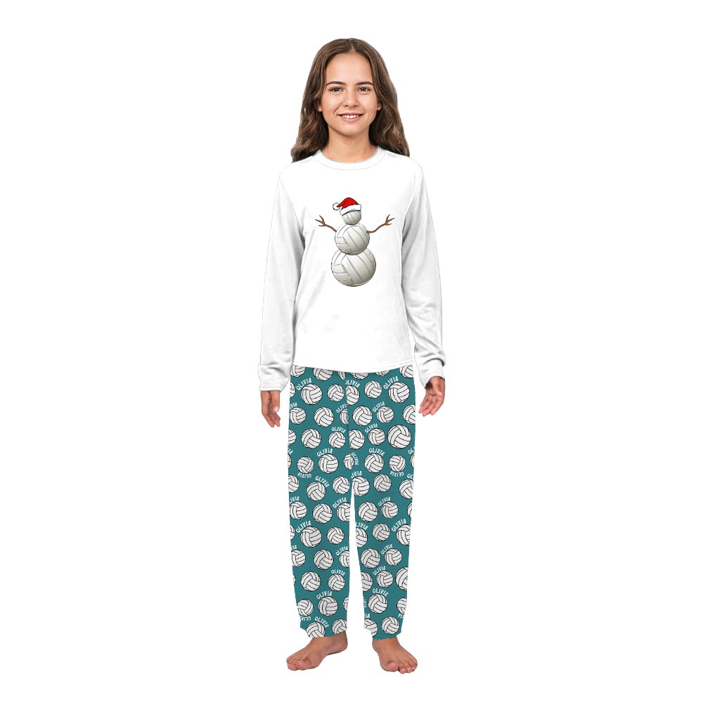 Volleyball Snowman Name Personalized Matching Christmas Pajamas