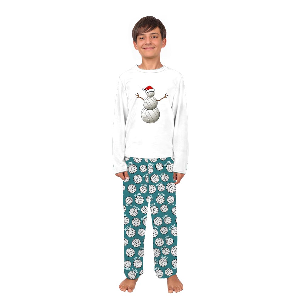 Volleyball Snowman Name Personalized Matching Christmas Pajamas