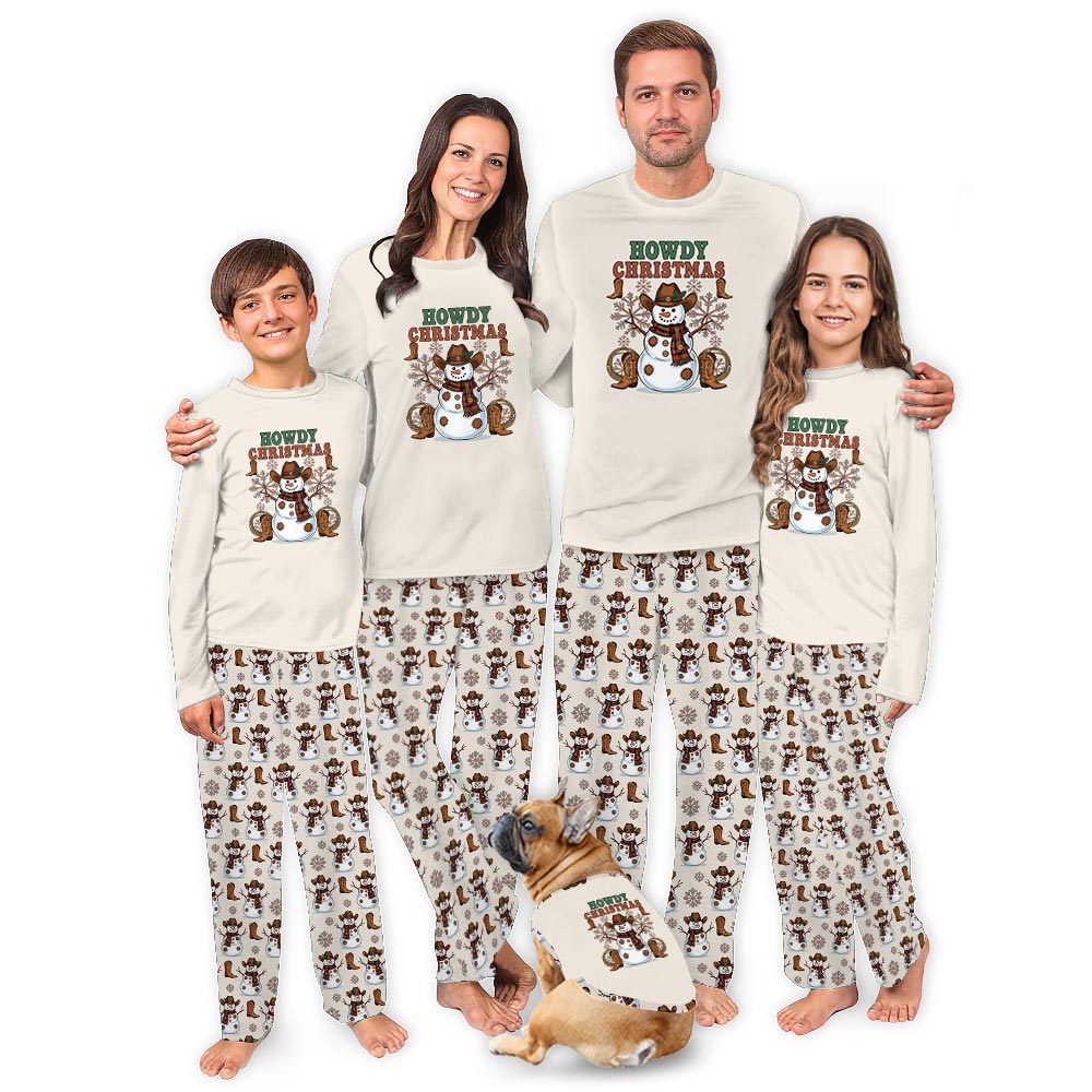 Snowman Cowboy Howdy Christmas Matching Family Jammies Snowman Cowboy Howdy Christmas Matching Family Jammies