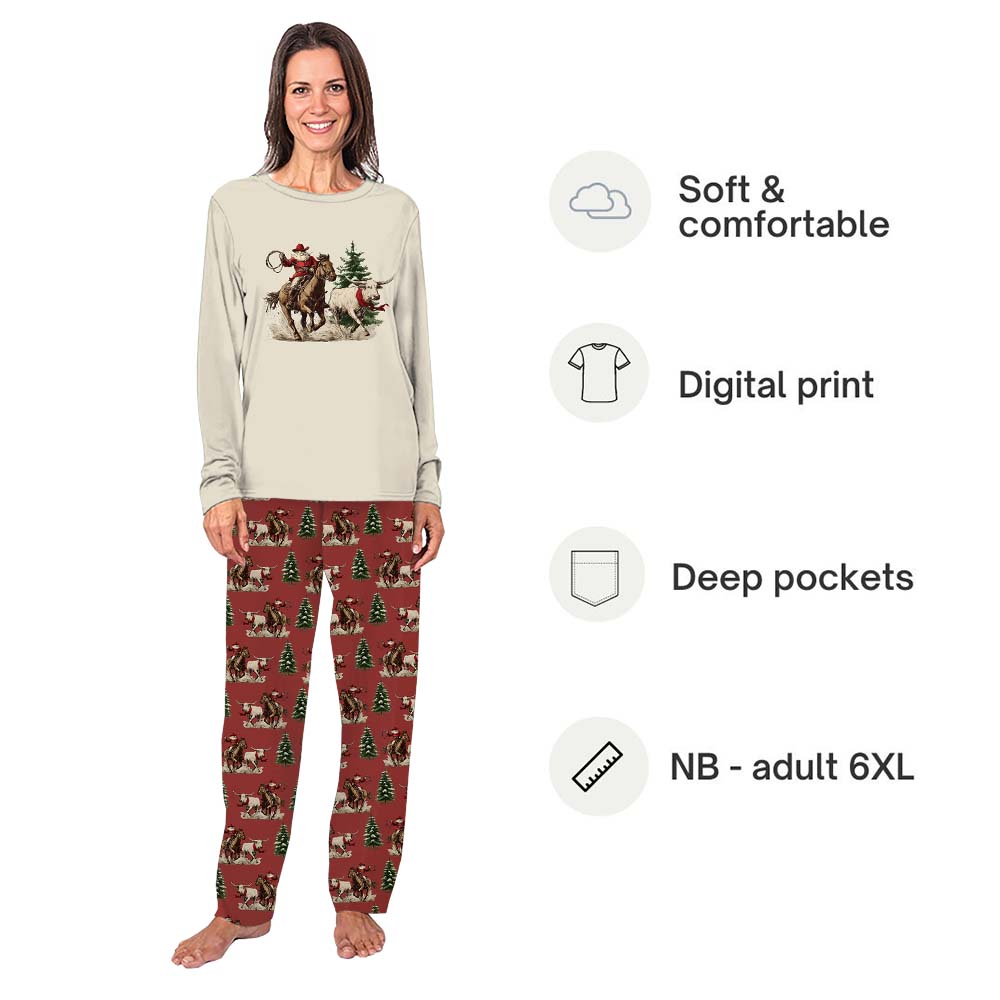 Western Cowboy Santa Family Pajama Sets For Christmas