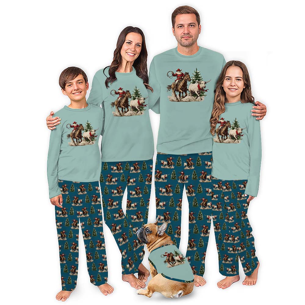 Western Cowboy Santa Family Pajama Sets For Christmas