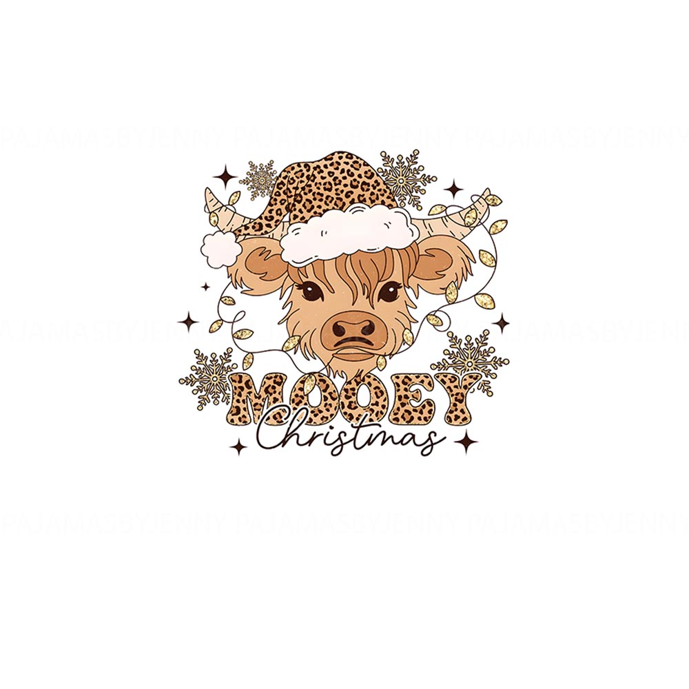 Mooey Christmas Highland Cow Plus Size Family Pajamas