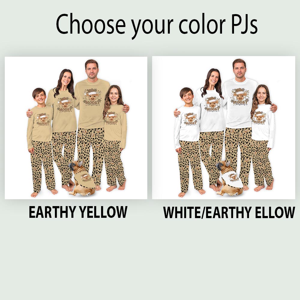 Mooey Christmas Highland Cow Plus Size Family Pajamas