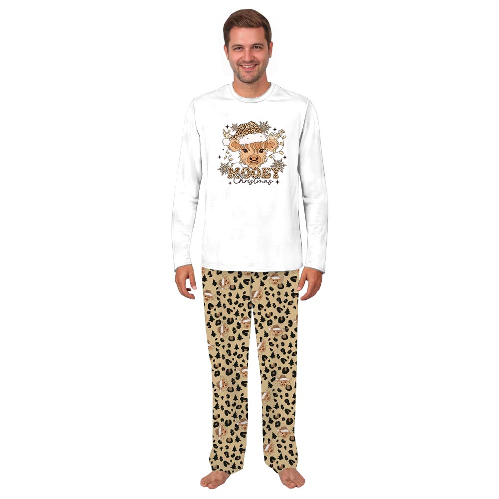 Mooey Christmas Highland Cow Plus Size Family Pajamas