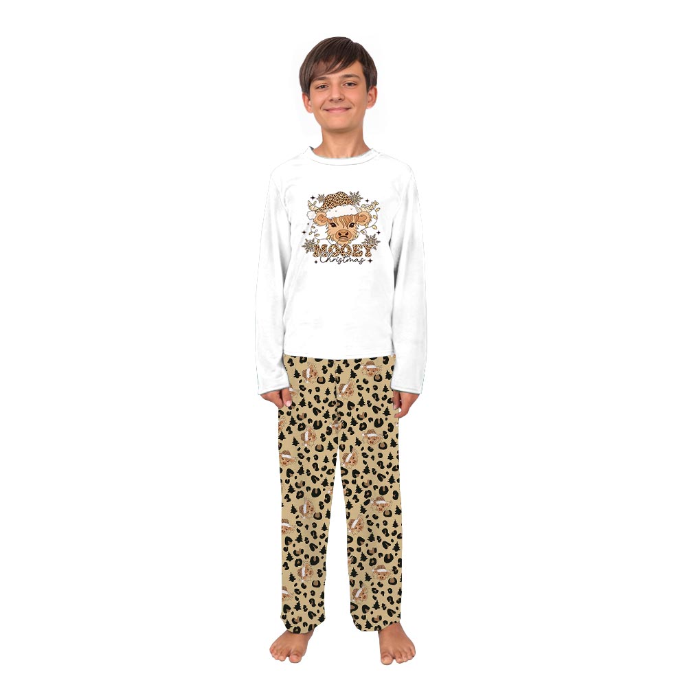 Mooey Christmas Highland Cow Plus Size Family Pajamas