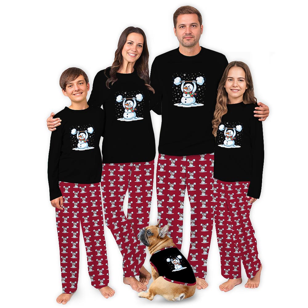 Funny Snowman Gym Christmas Workout Matching Family Pajamas