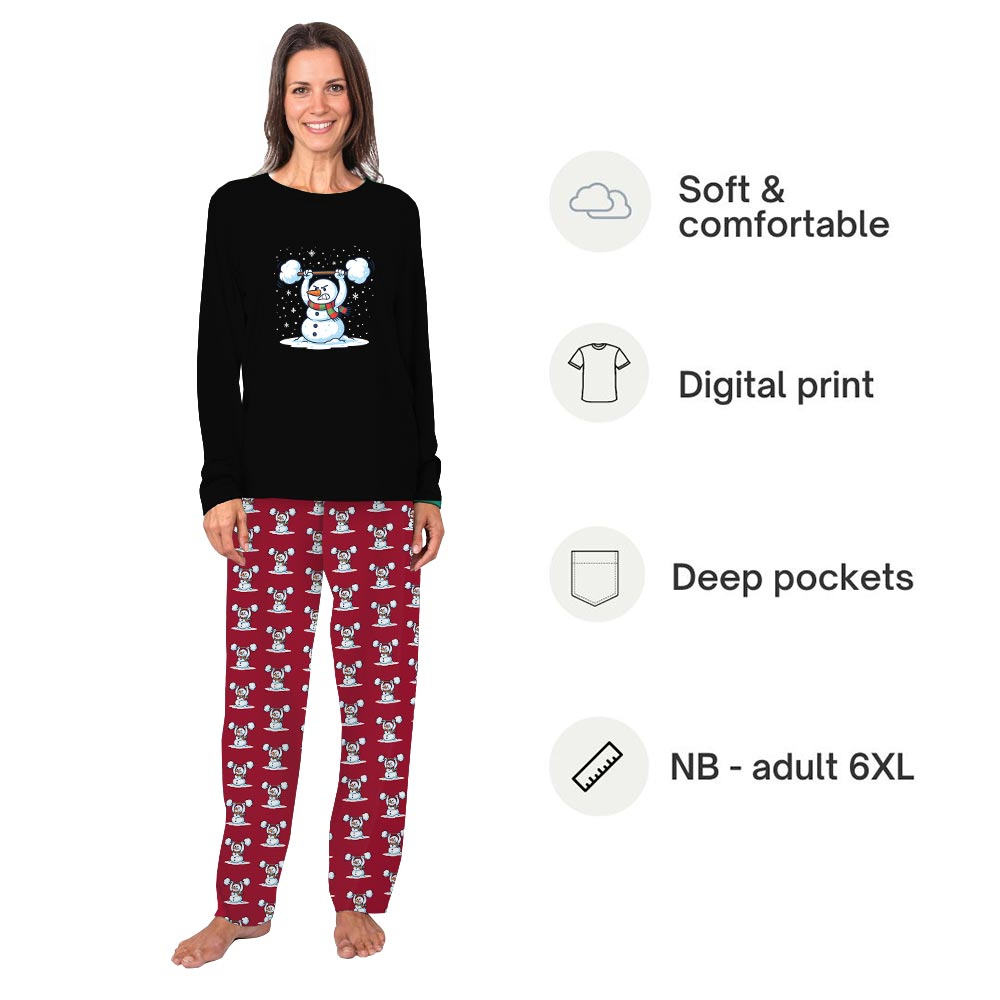 Funny Snowman Gym Christmas Workout Matching Family Pajamas