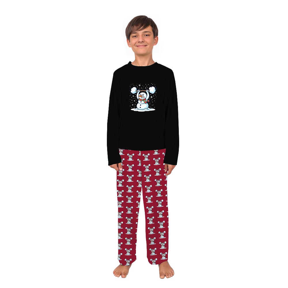 Funny Snowman Gym Christmas Workout Matching Family Pajamas
