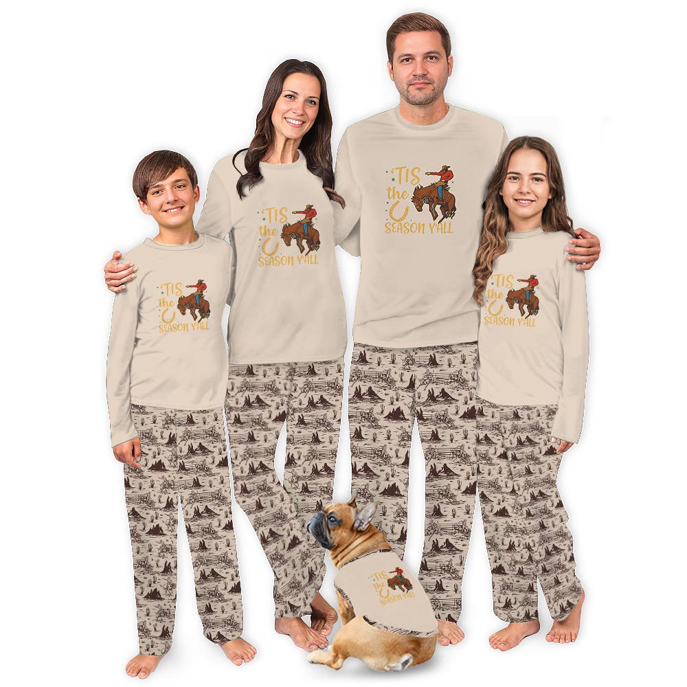 Tis The Season Cowboy Santa Western Matching Family Xmas Pjs Tis The Season Cowboy Santa Western Matching Family Xmas Pjs