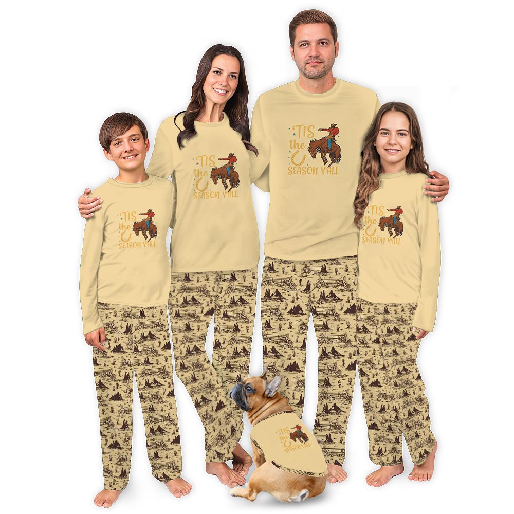 Tis The Season Cowboy Santa Western Matching Family Xmas Pjs Tis The Season Cowboy Santa Western Matching Family Xmas Pjs