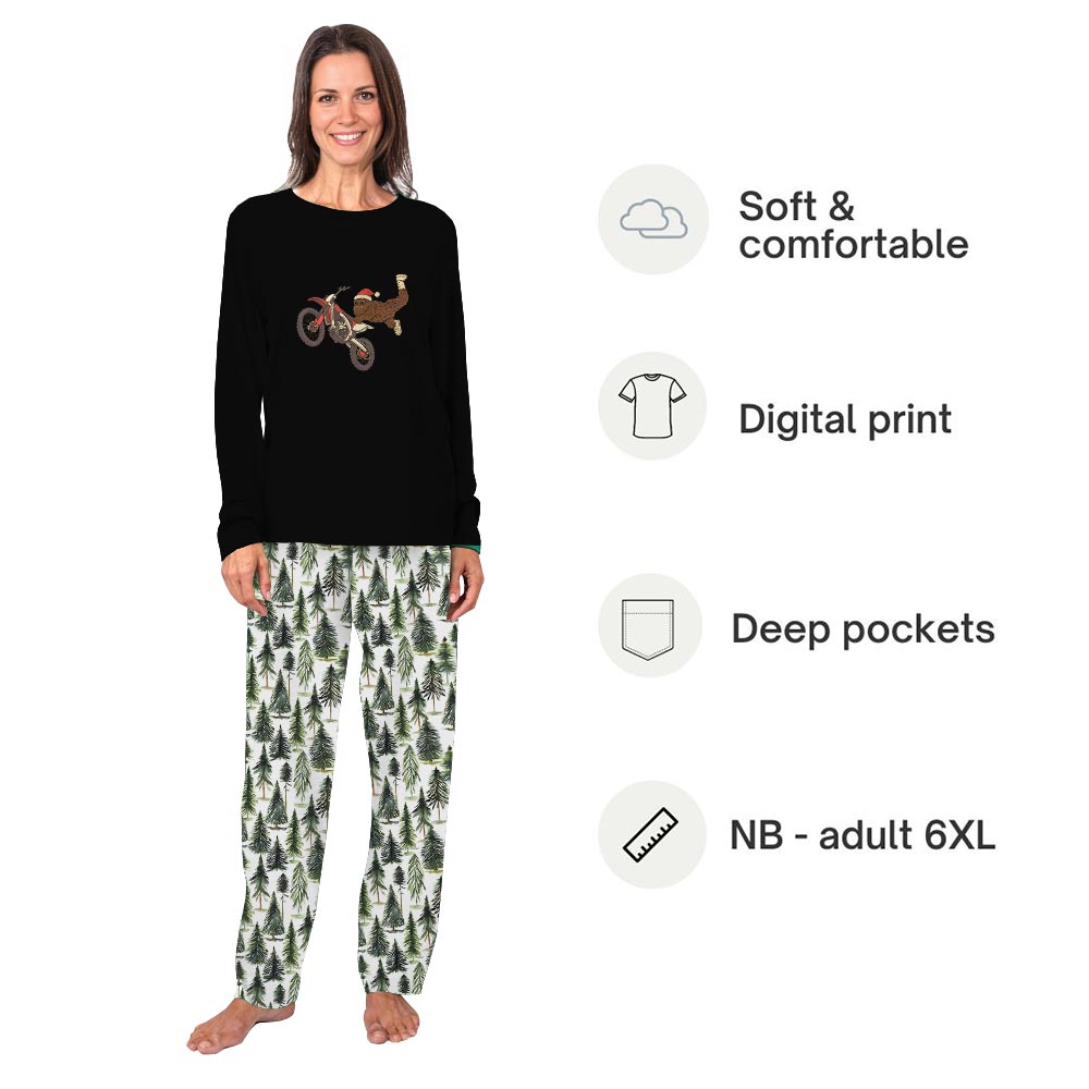 Bigfoot Riding Dirt Bike Big And Tall Matching Christmas Pajamas Bigfoot Riding Dirt Bike Big And Tall Matching Christmas Pajamas