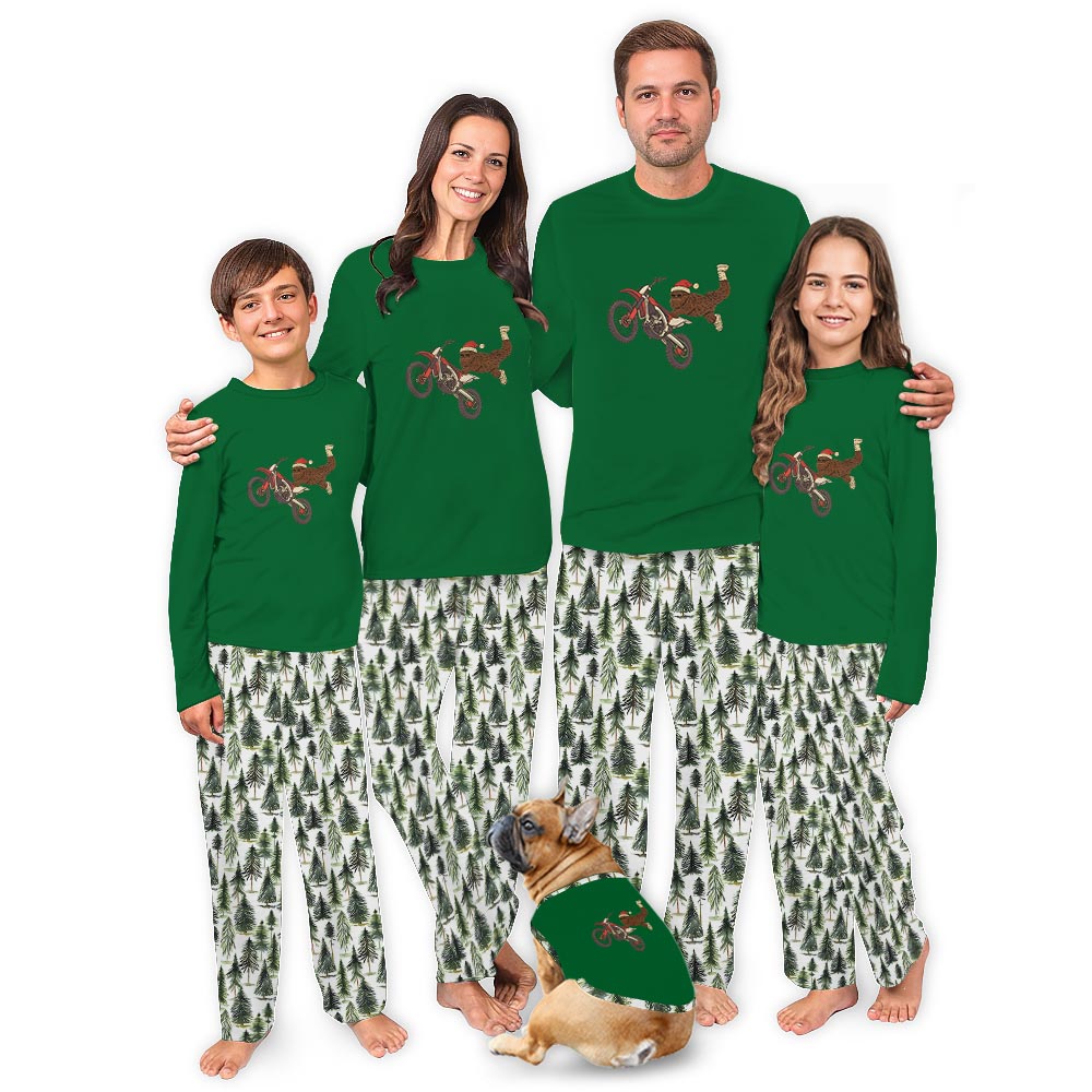 Bigfoot Riding Dirt Bike Big And Tall Matching Christmas Pajamas Bigfoot Riding Dirt Bike Big And Tall Matching Christmas Pajamas
