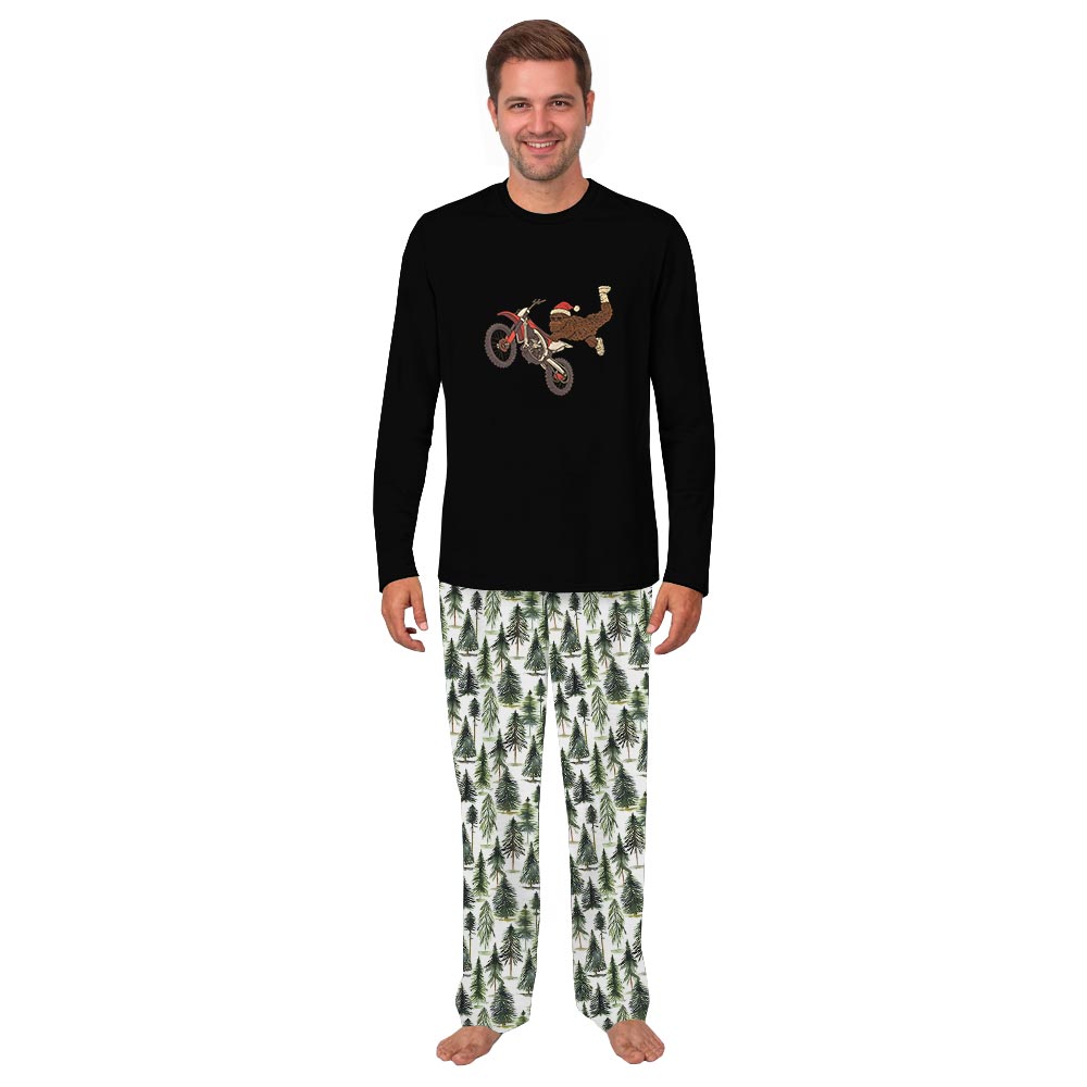 Bigfoot Riding Dirt Bike Big And Tall Matching Christmas Pajamas Bigfoot Riding Dirt Bike Big And Tall Matching Christmas Pajamas