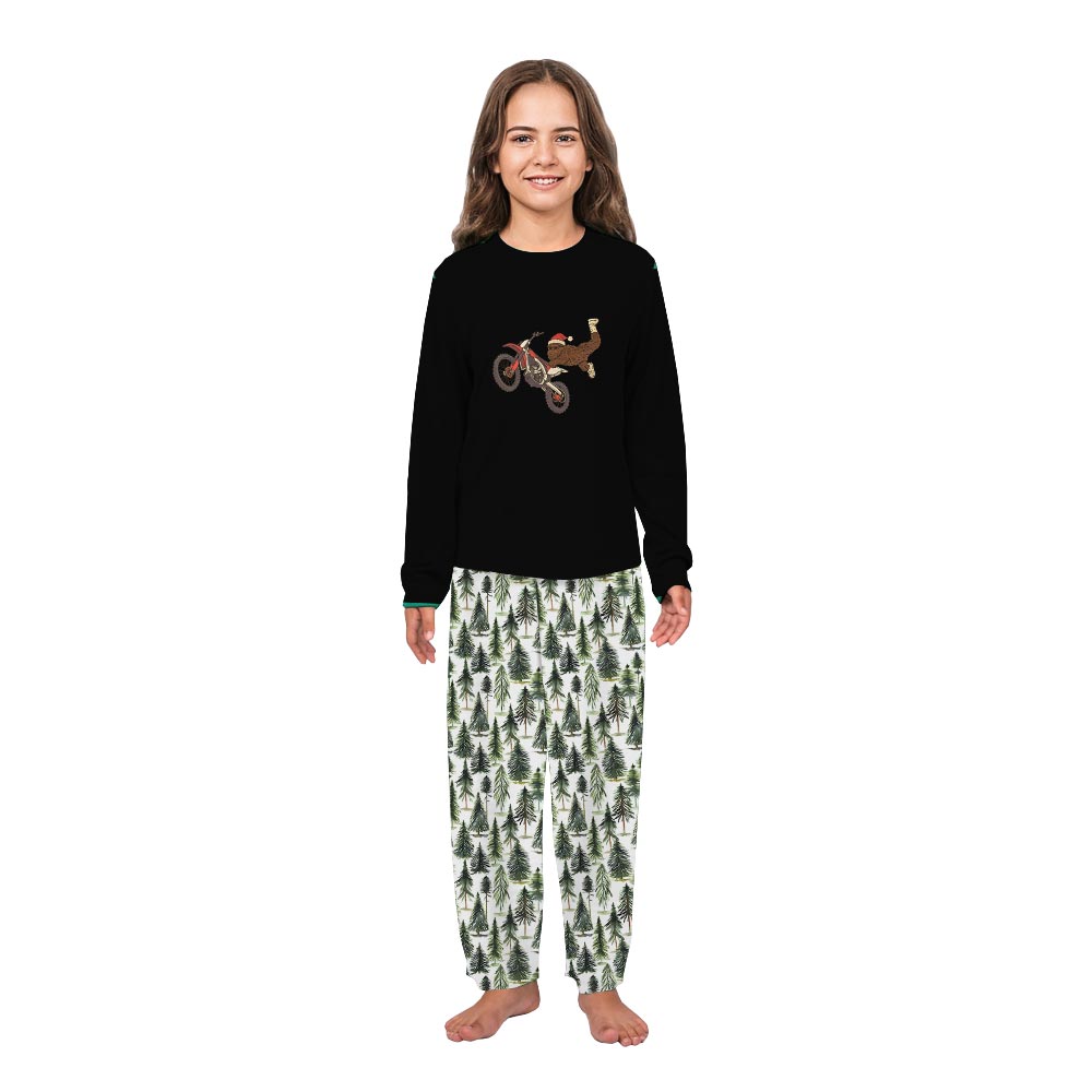 Bigfoot Riding Dirt Bike Big And Tall Matching Christmas Pajamas Bigfoot Riding Dirt Bike Big And Tall Matching Christmas Pajamas