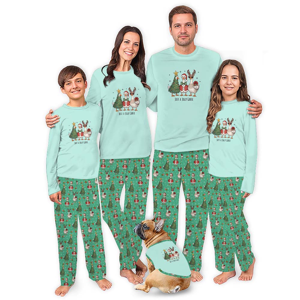 Jolly Goose Christmas Matching Pajamas With Dog Jolly Goose Christmas Matching Pajamas With Dog