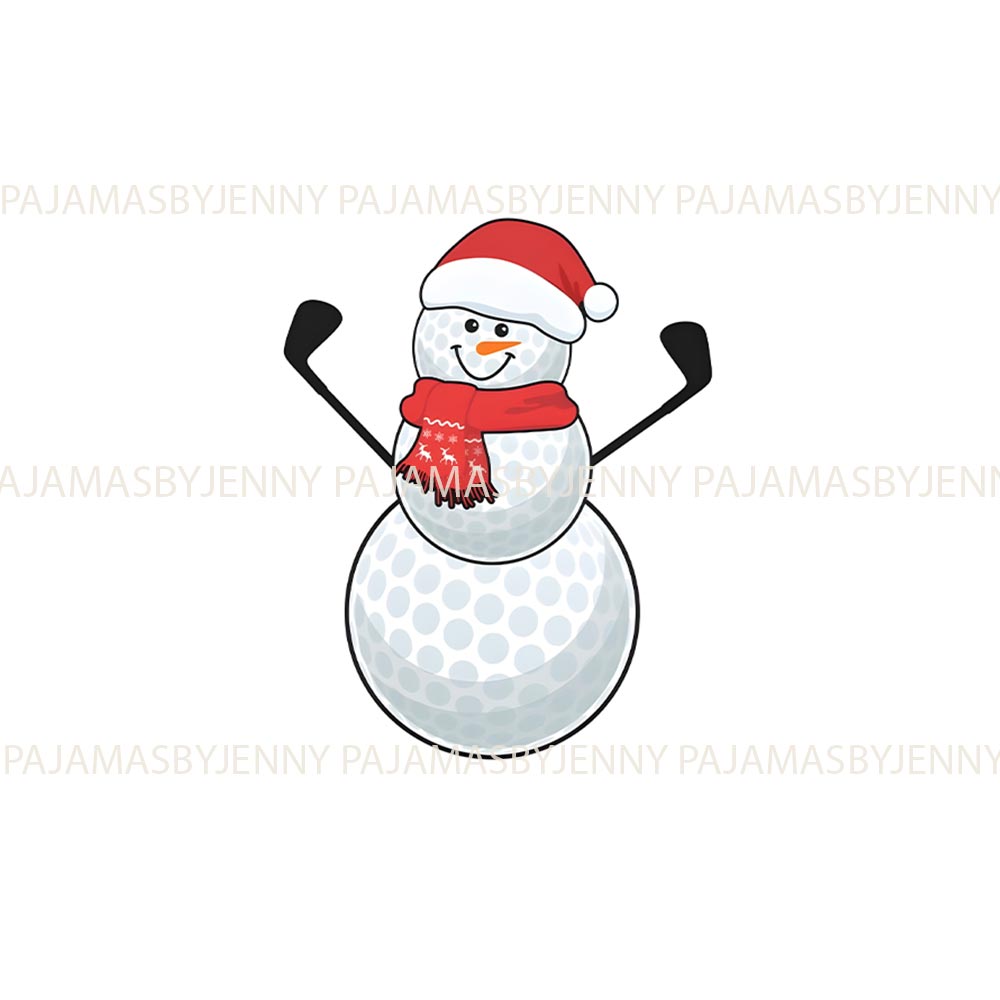 Golf Ball Snowman Christmas Family And Dog Matching PJs