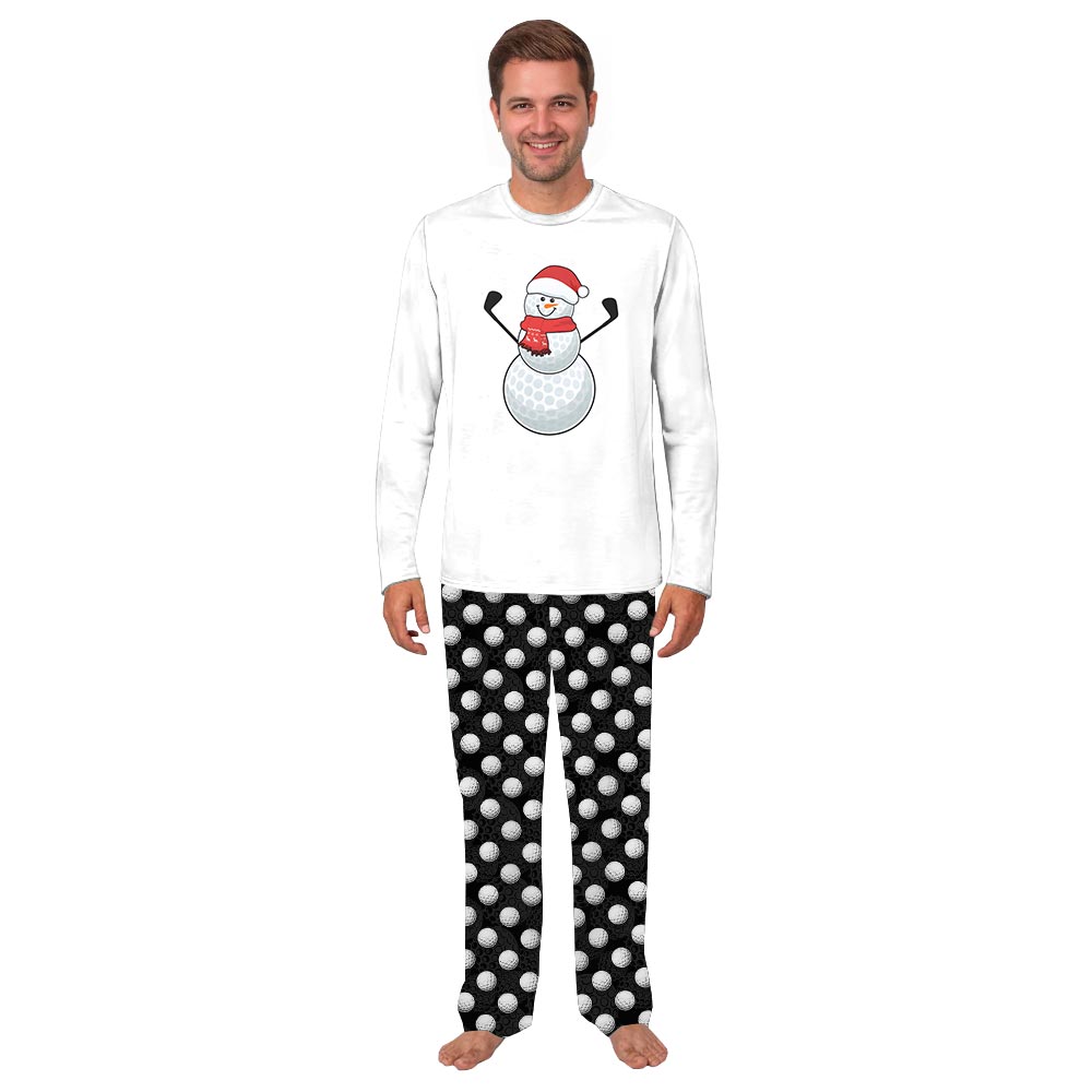 Golf Ball Snowman Christmas Family And Dog Matching PJs