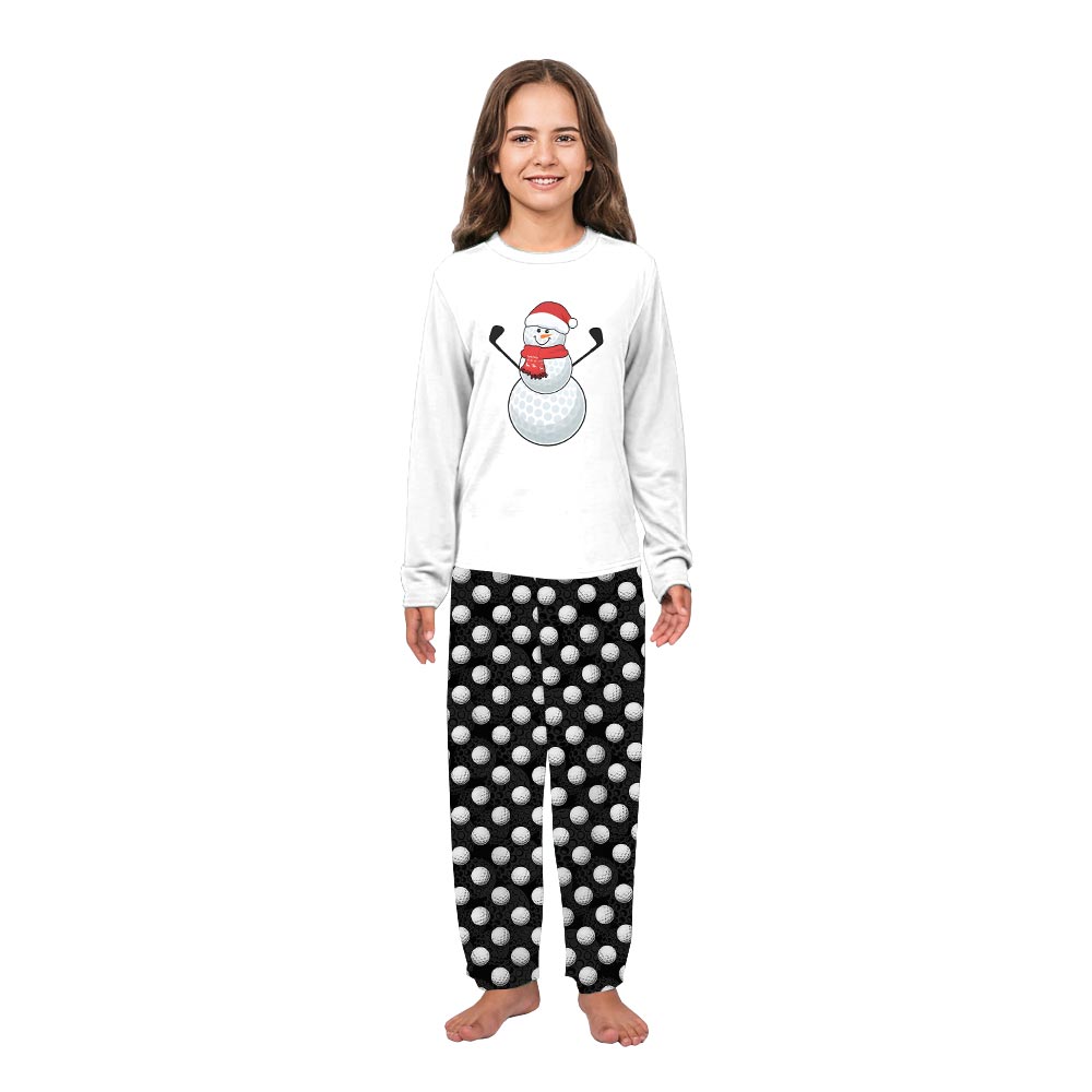 Golf Ball Snowman Christmas Family And Dog Matching PJs