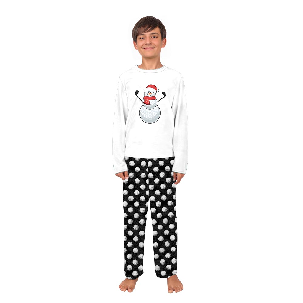 Golf Ball Snowman Christmas Family And Dog Matching PJs