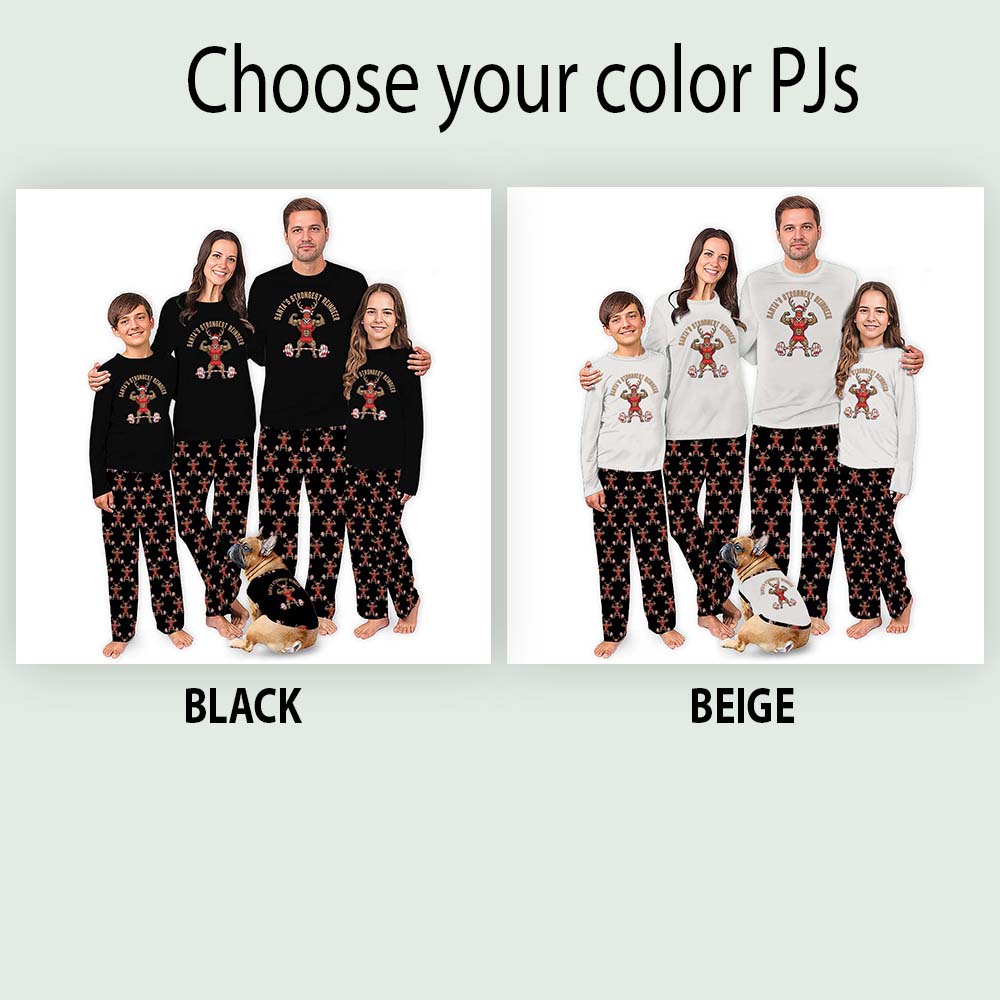 Gym Christmas Pajamas With Reindeer Weight Lifting