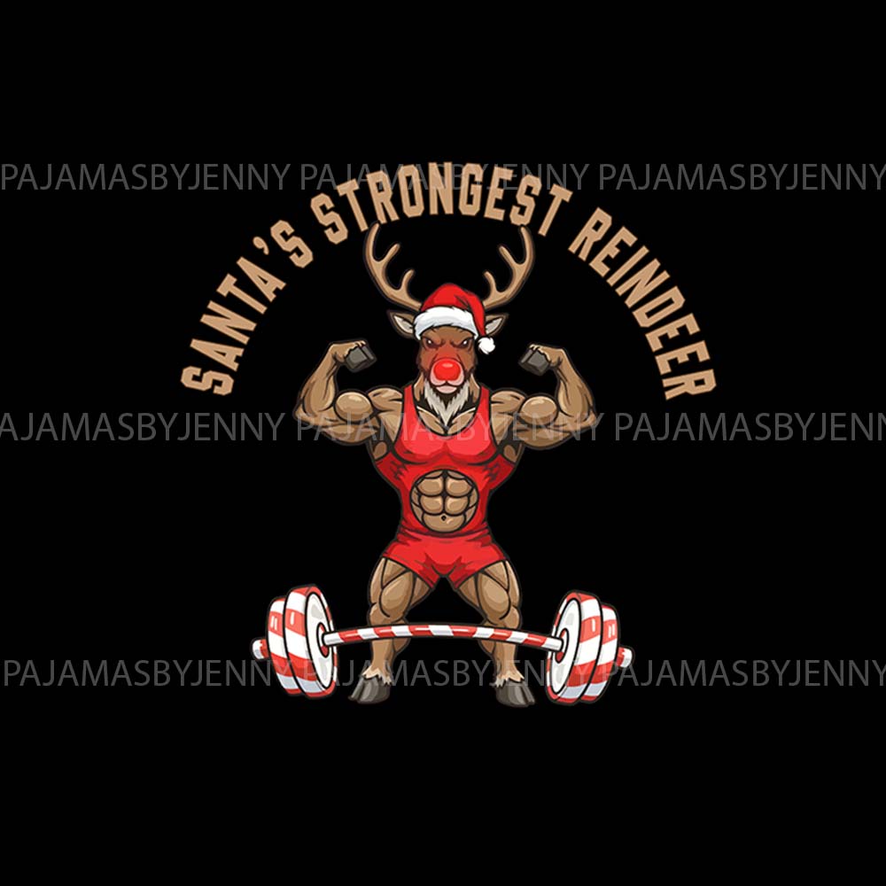 Gym Christmas Pajamas With Reindeer Weight Lifting